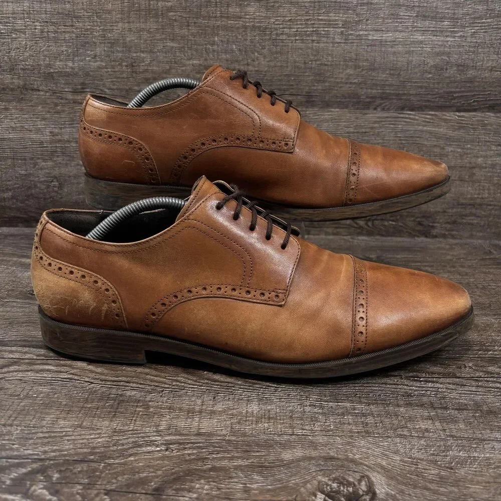 Cole Haan Jefferson Grand.OS Shoes Men's 11 M Brown Leather Cap Toe Oxford